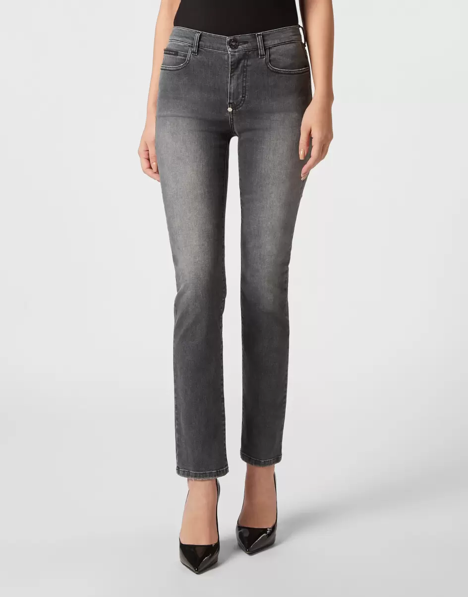 Denim Denim Trousers Regular Fit Philipp Plein Damen Produkt Grey Stone - 1