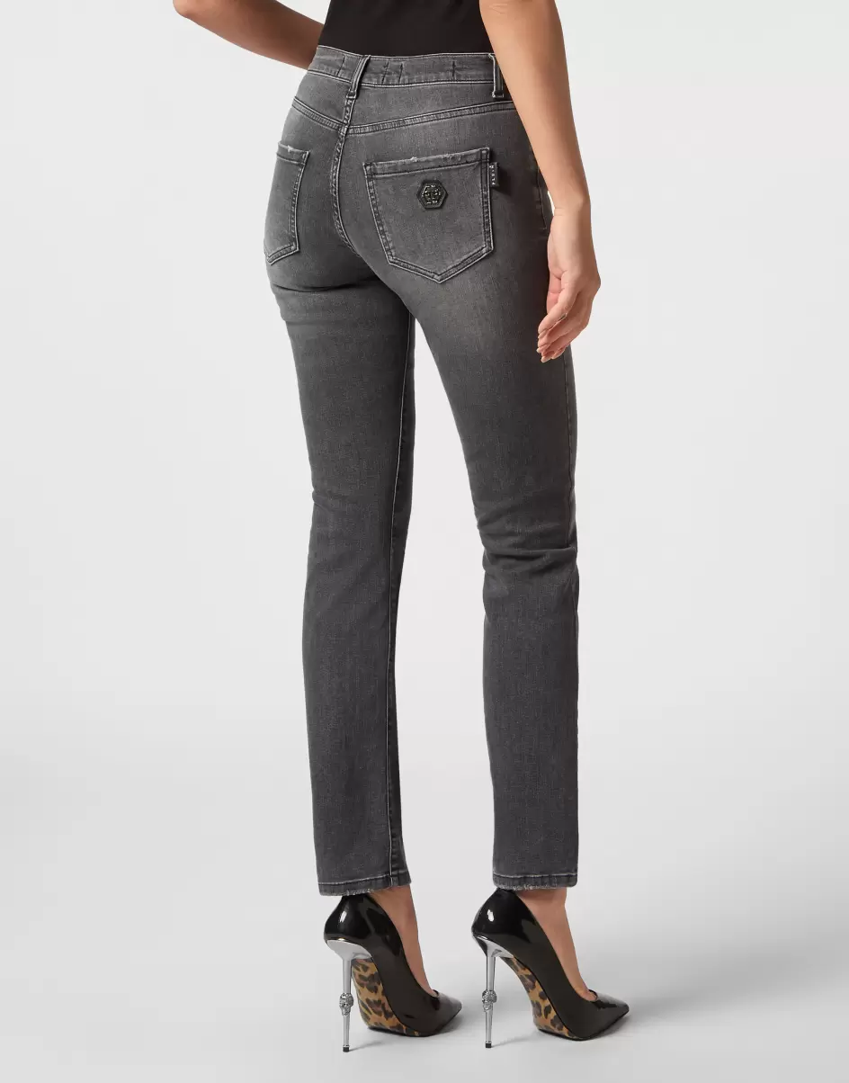 Denim Denim Trousers Regular Fit Philipp Plein Damen Produkt Grey Stone - 2