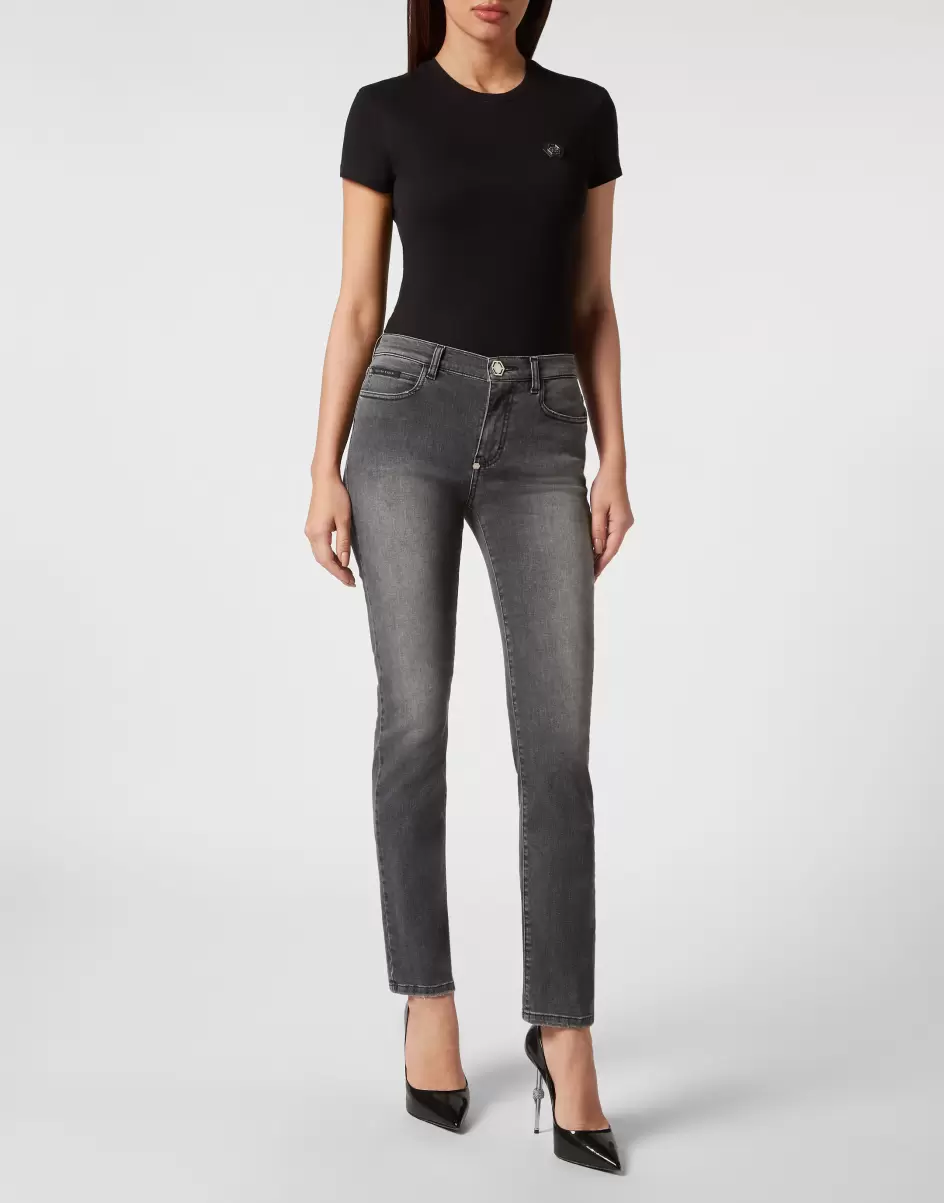 Denim Denim Trousers Regular Fit Philipp Plein Damen Produkt Grey Stone - 3