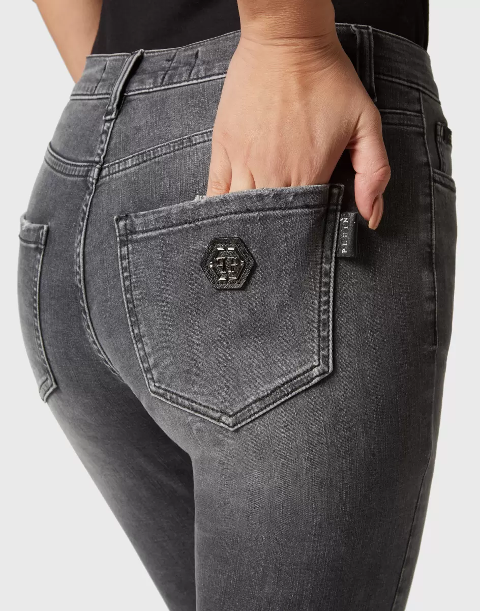Denim Denim Trousers Regular Fit Philipp Plein Damen Produkt Grey Stone - 4