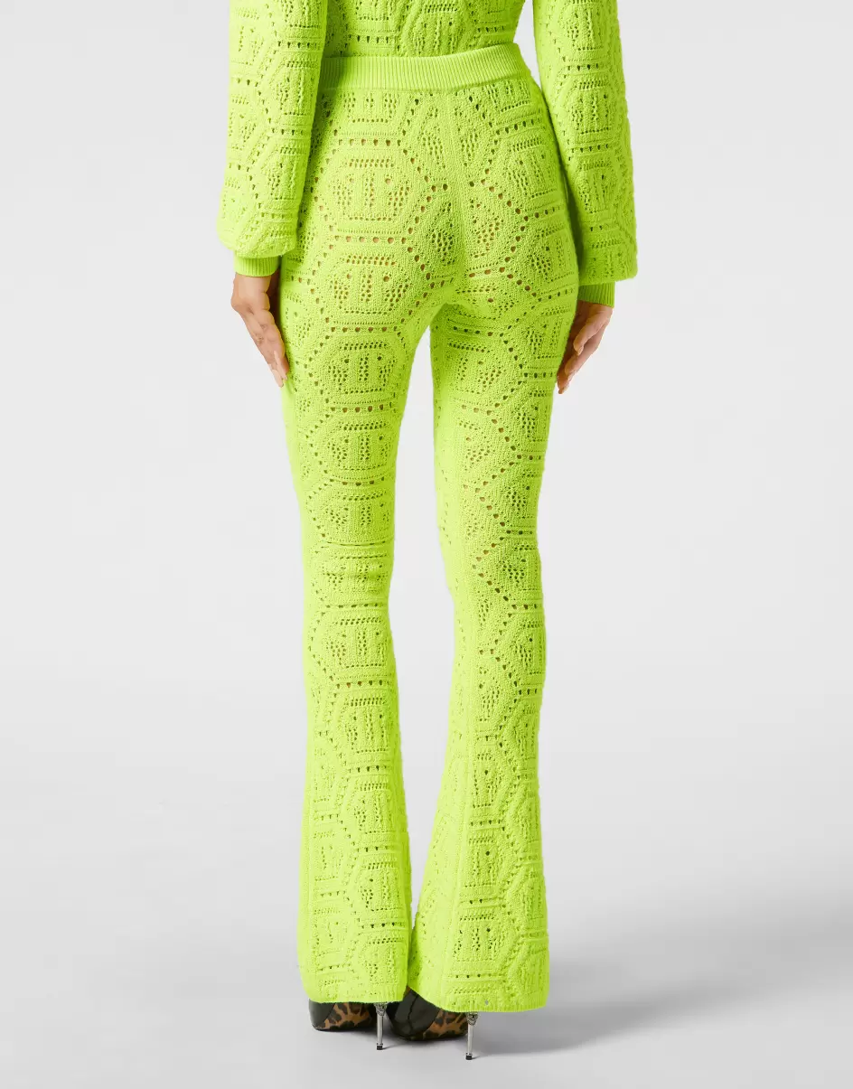 Philipp Plein Damen Yellow Fluo Online Fluo Knit Trousers Monogram Hosen & Shorts - 2