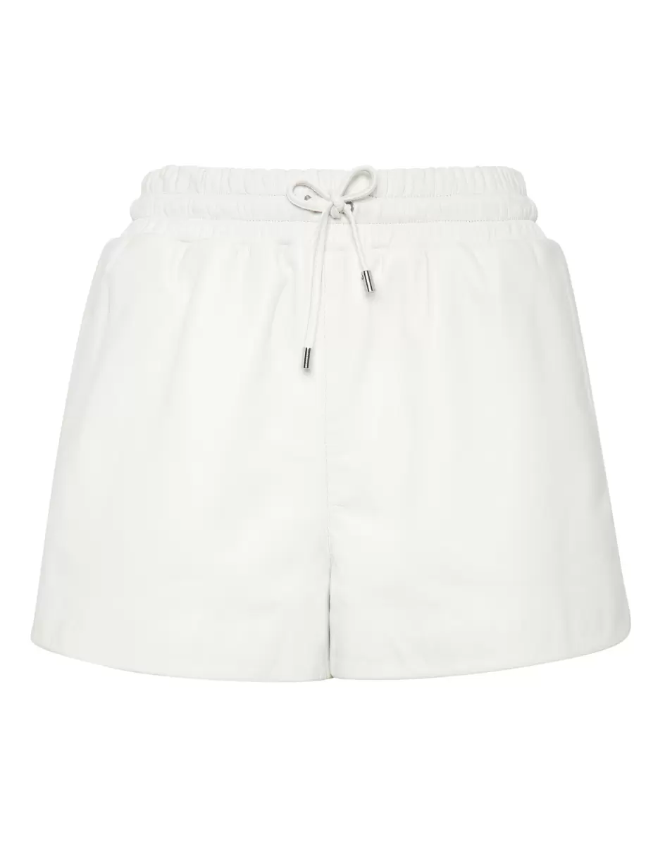 White Leather Shorts Philipp Plein Damen Neues Produkt Hosen & Shorts