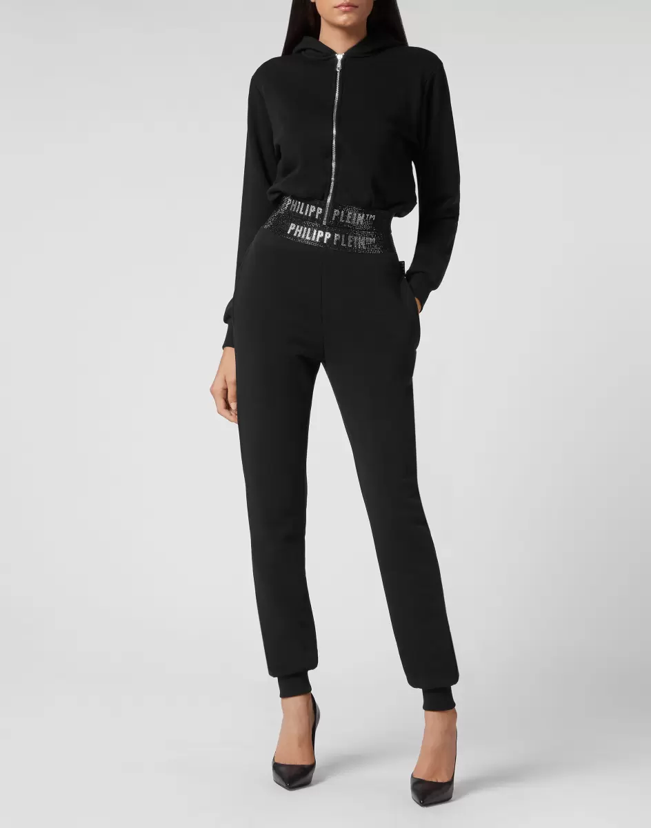 Activewear Damen Philipp Plein Black Online-Shop Cropped Hoodie Sweatjacket Stones - 3