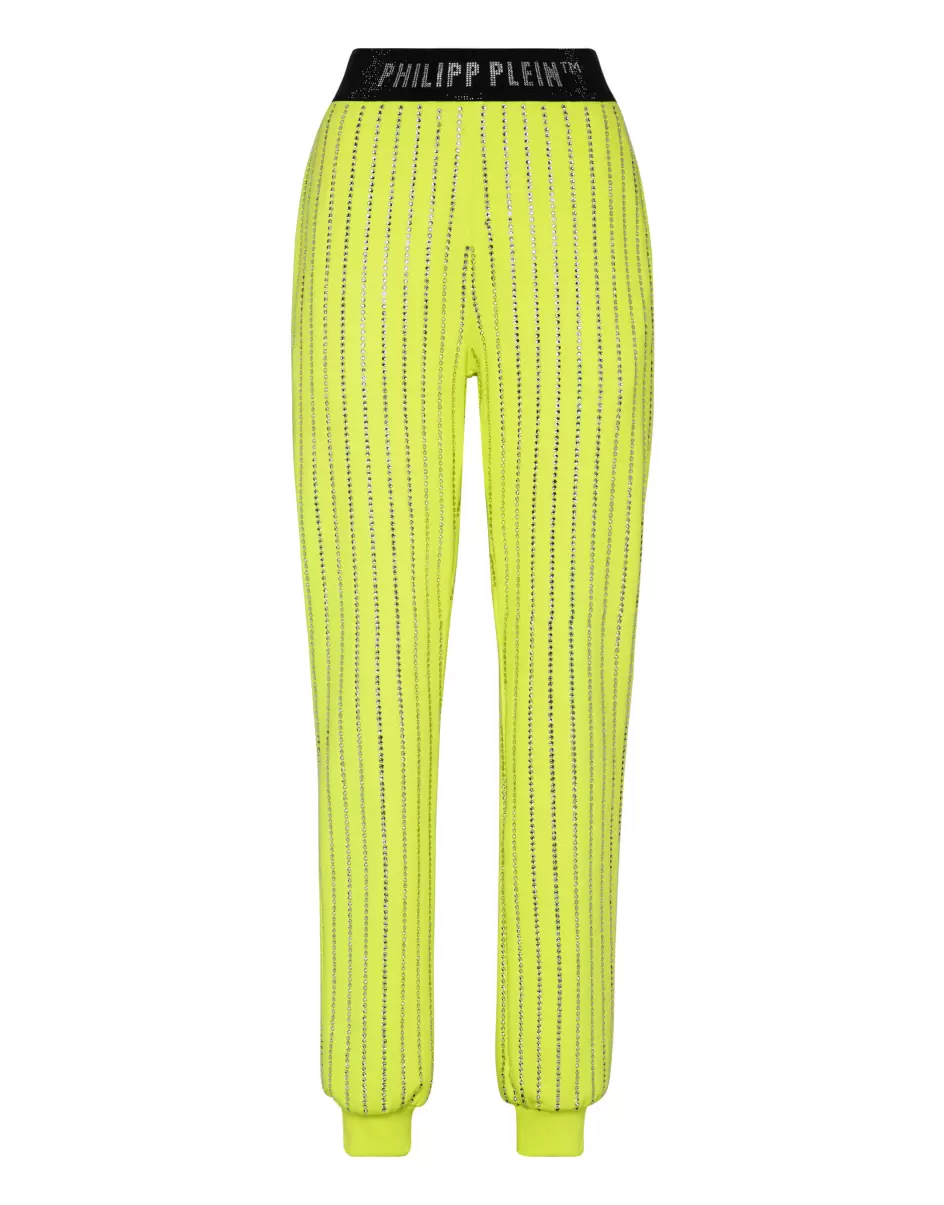Jogging Trousers Crystal Pinstripe Philipp Plein Damen Activewear Markt Yellow Fluo