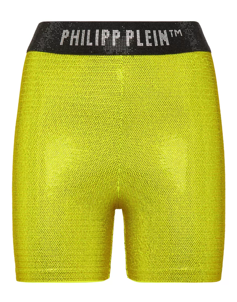 Activewear Damen Philipp Plein Yellow Fluo Bestehendes Produkt Bicycle Leggings Fluo Strass