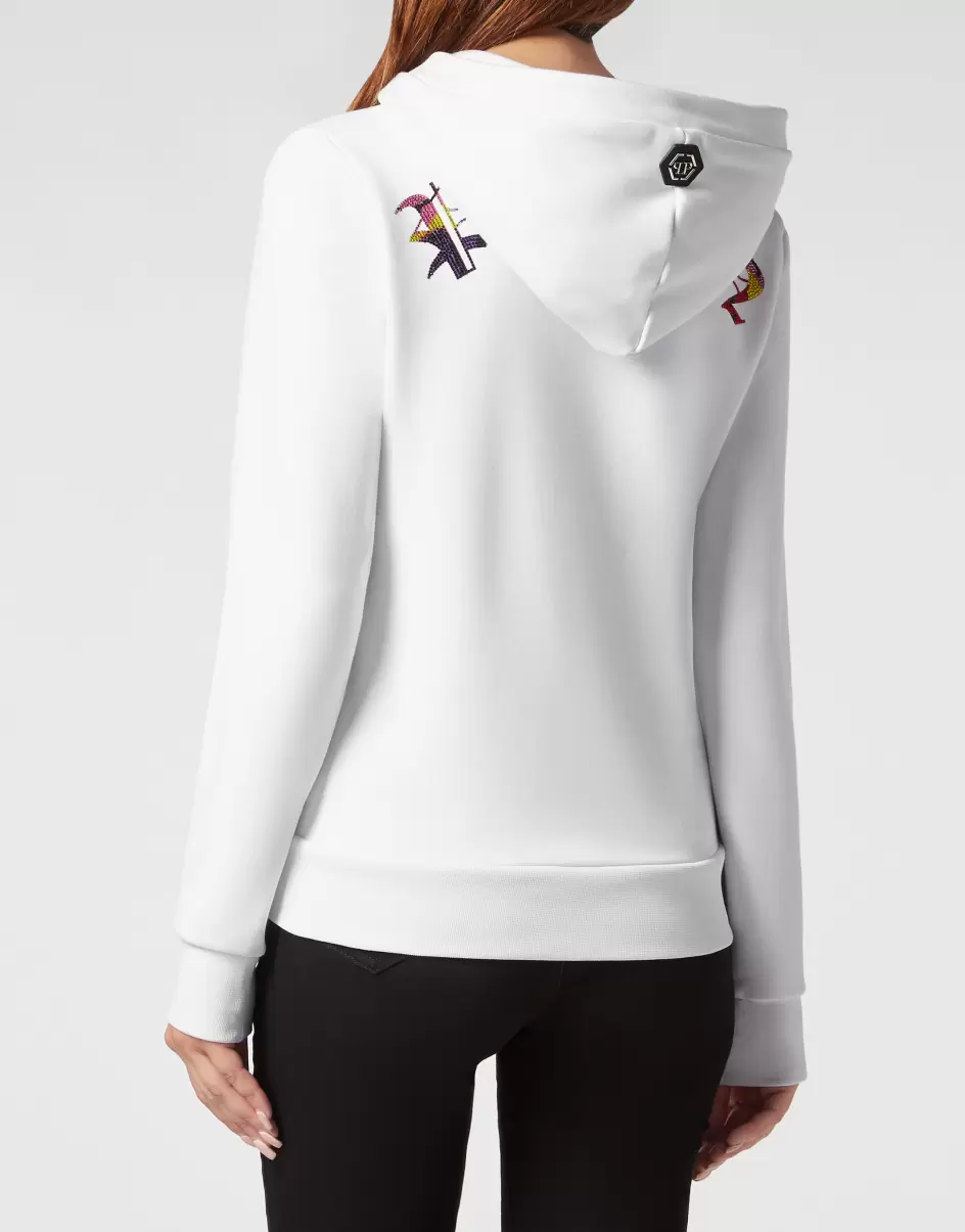 Activewear Hoodie Sweatshirt Smile White Philipp Plein Qualität Damen - 2