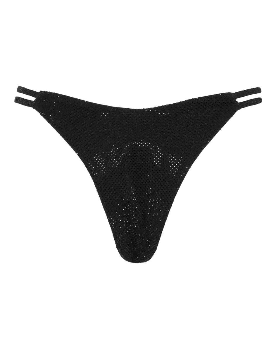 Damen Slip Underwear Design Badebekleidung Philipp Plein Black - 1
