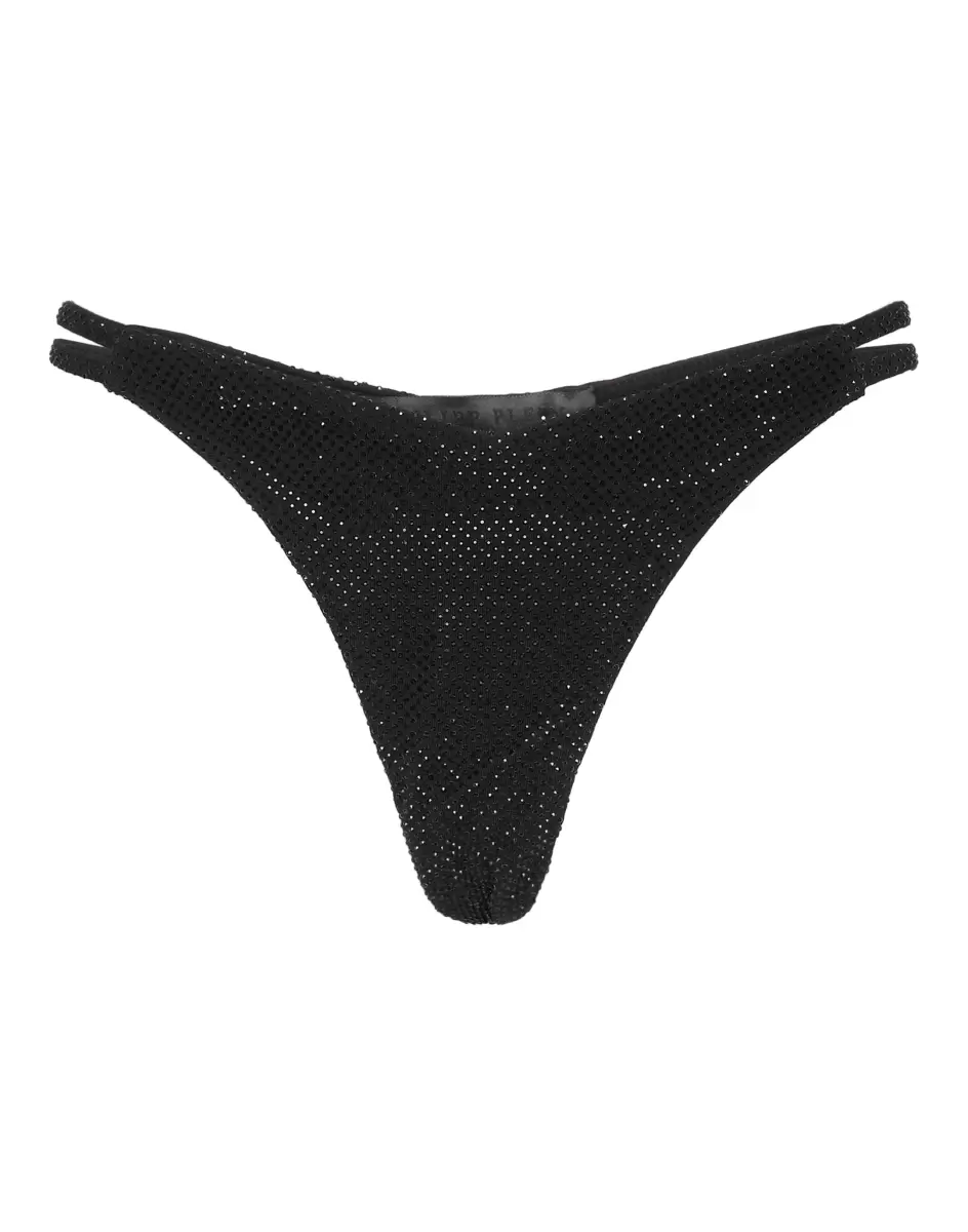 Damen Slip Underwear Design Badebekleidung Philipp Plein Black