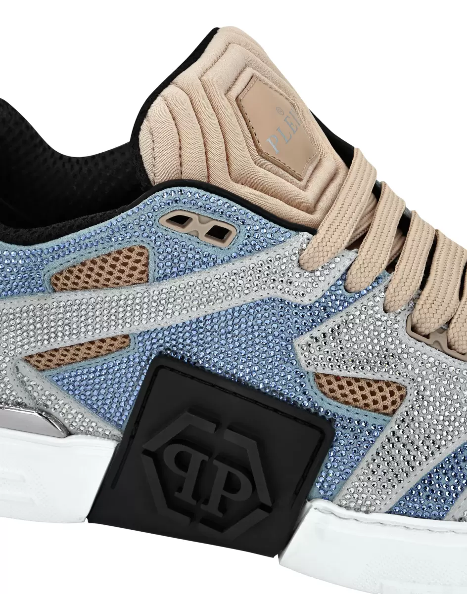 Beige / Light Blue Philipp Plein Damen Sneakers Mix Leather Lo-Top Sneakers Strass Kauf - 4