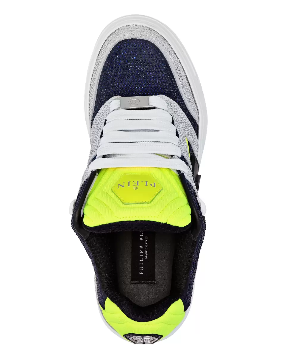 Sneakers Mix Leather Lo-Top Sneakers Strass Dark Blue / Yellow Flexibilität Damen Philipp Plein - 2
