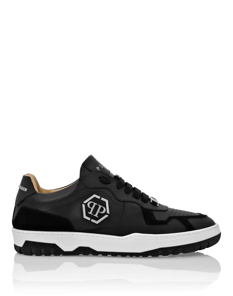 Rabattaktion Mix Leather Lo-Top Sneakers Damen Philipp Plein Sneakers Black - 1