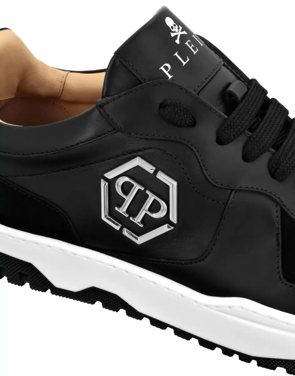 Rabattaktion Mix Leather Lo-Top Sneakers Damen Philipp Plein Sneakers Black - 4