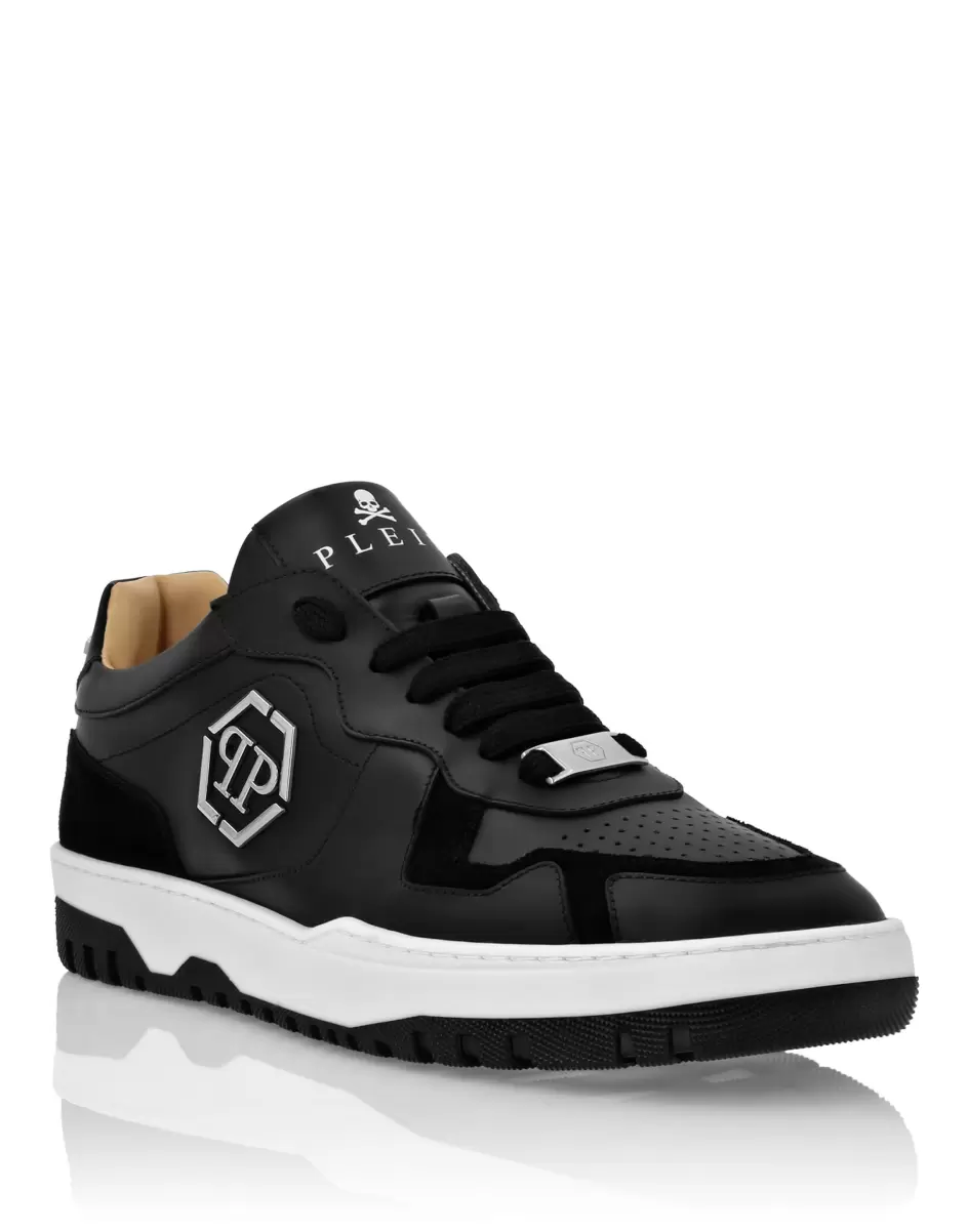 Rabattaktion Mix Leather Lo-Top Sneakers Damen Philipp Plein Sneakers Black
