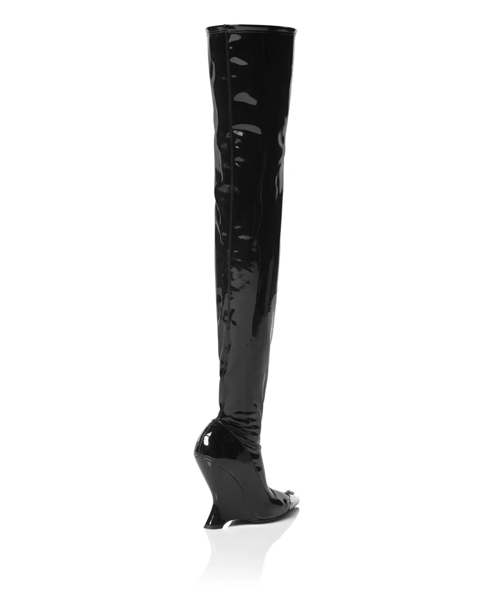 Black Boots & Stiefeletten Latex Boots Low Heels Overknee Philipp Plein Bestellen Damen - 3