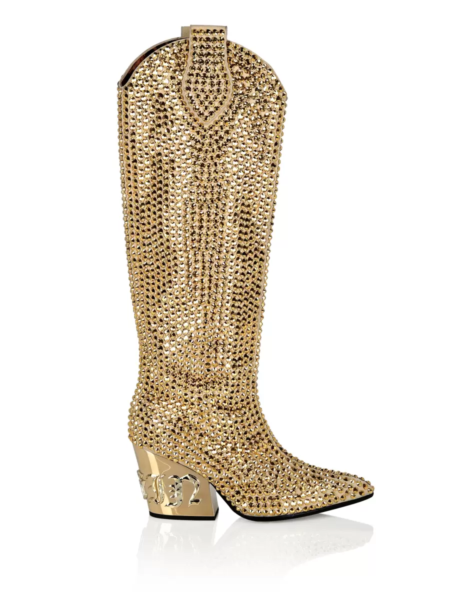 Gold Boots & Stiefeletten Cowboy Mid-Heel Boots  Gothic Plein With Crystals Philipp Plein Damen Modernität - 1