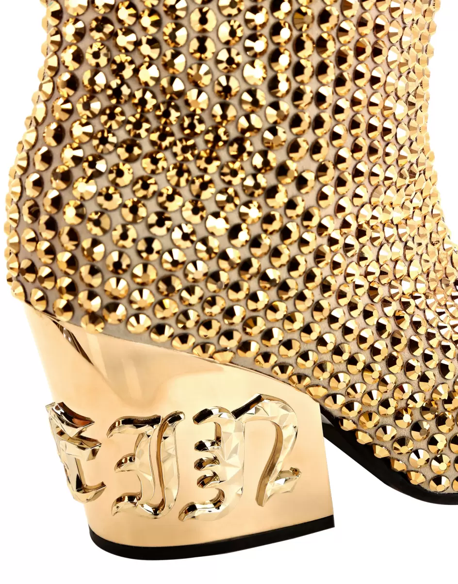 Gold Boots & Stiefeletten Cowboy Mid-Heel Boots  Gothic Plein With Crystals Philipp Plein Damen Modernität - 2