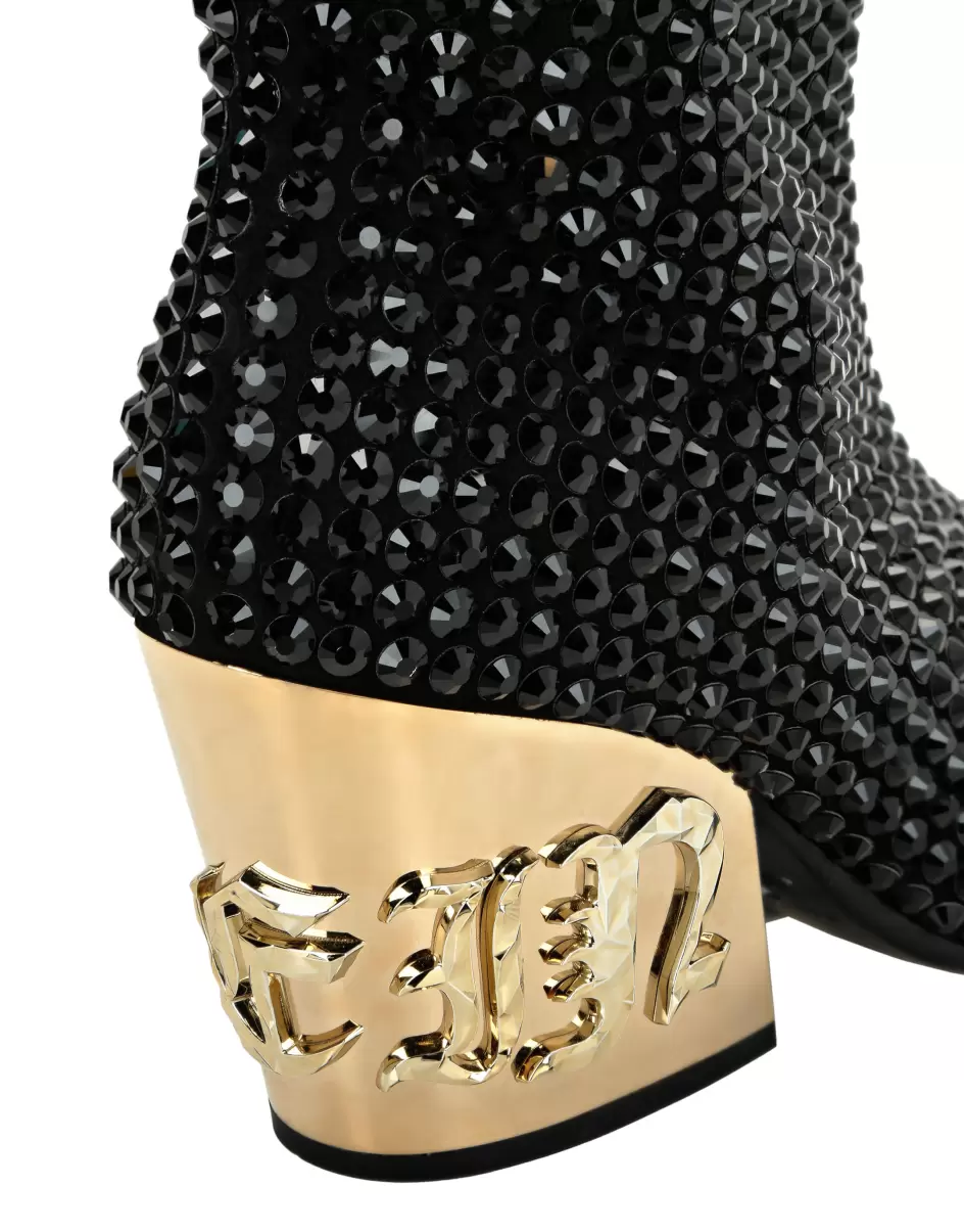 Boots & Stiefeletten Zuverlässigkeit Cowboy Mid-Heel Boots  Gothic Plein With Crystals Black Damen Philipp Plein - 2
