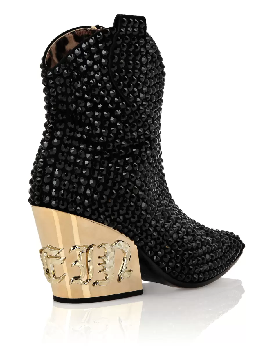 Boots & Stiefeletten Zuverlässigkeit Cowboy Mid-Heel Boots  Gothic Plein With Crystals Black Damen Philipp Plein - 3