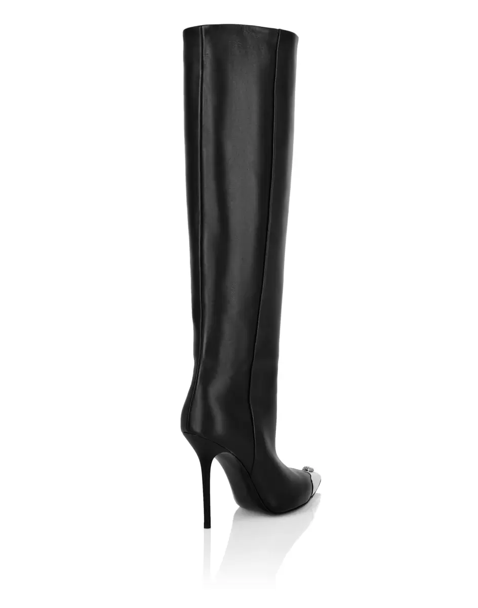 Boots & Stiefeletten Leather Boots High Heels High Damen Philipp Plein Black Gut - 3