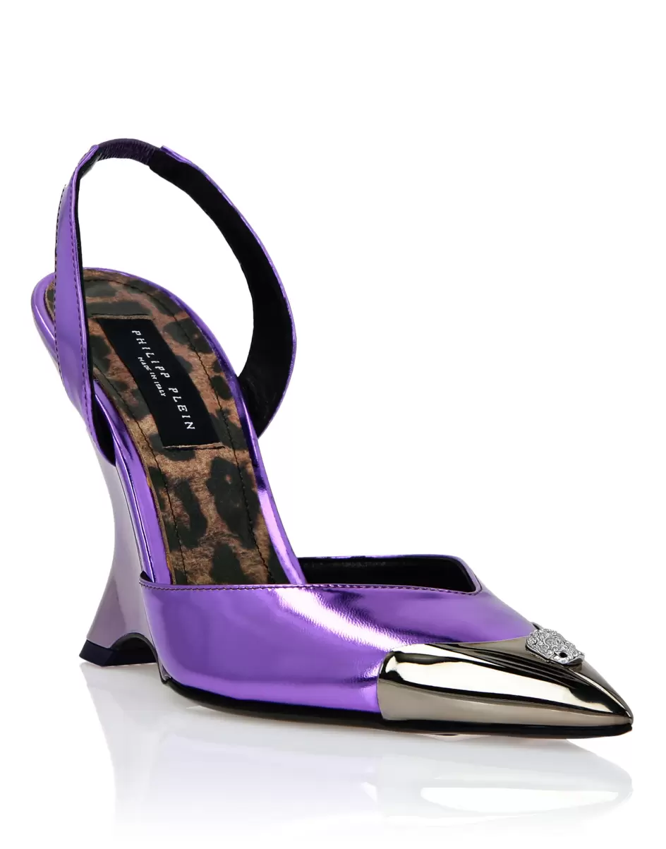 Philipp Plein Pumps Funktionalität Damen Mirror Leather Decollete Wedges Purple