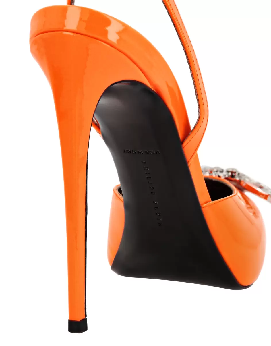 Orange Fluo Preis Damen Philipp Plein Pumps Patent Leather Decollete Hi- Heels Brooches - 3