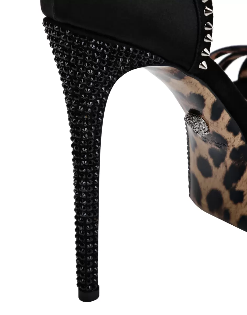 Damen Eleganz Philipp Plein Crystal Platform Sandals Sandalen Black - 2
