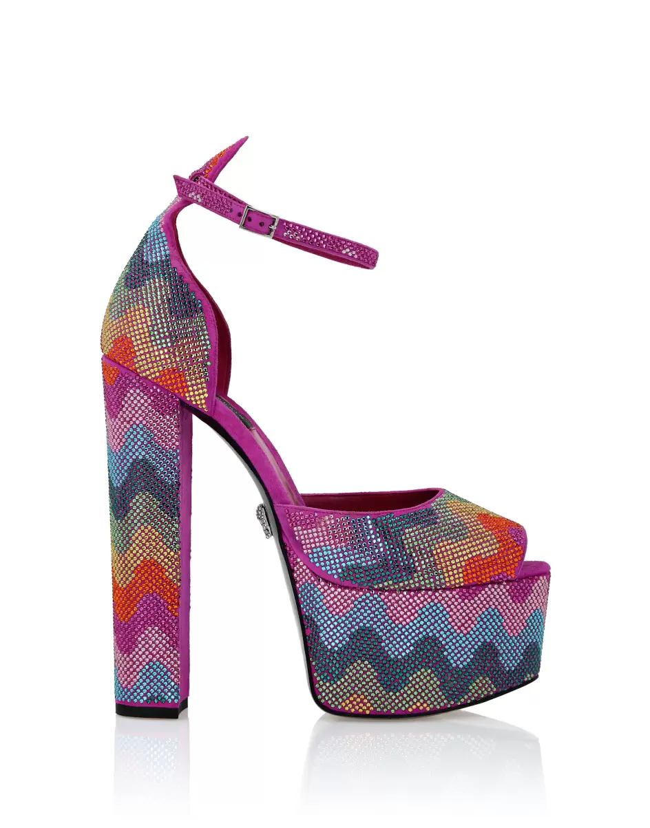 Philipp Plein Crystal Platform Sandals Hi-Heels Waves Rainbow Sandalen Damen Nachschub Multicolor - 1