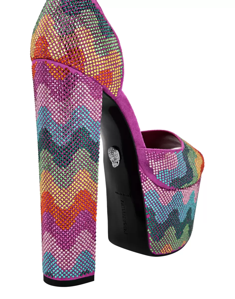 Philipp Plein Crystal Platform Sandals Hi-Heels Waves Rainbow Sandalen Damen Nachschub Multicolor - 3