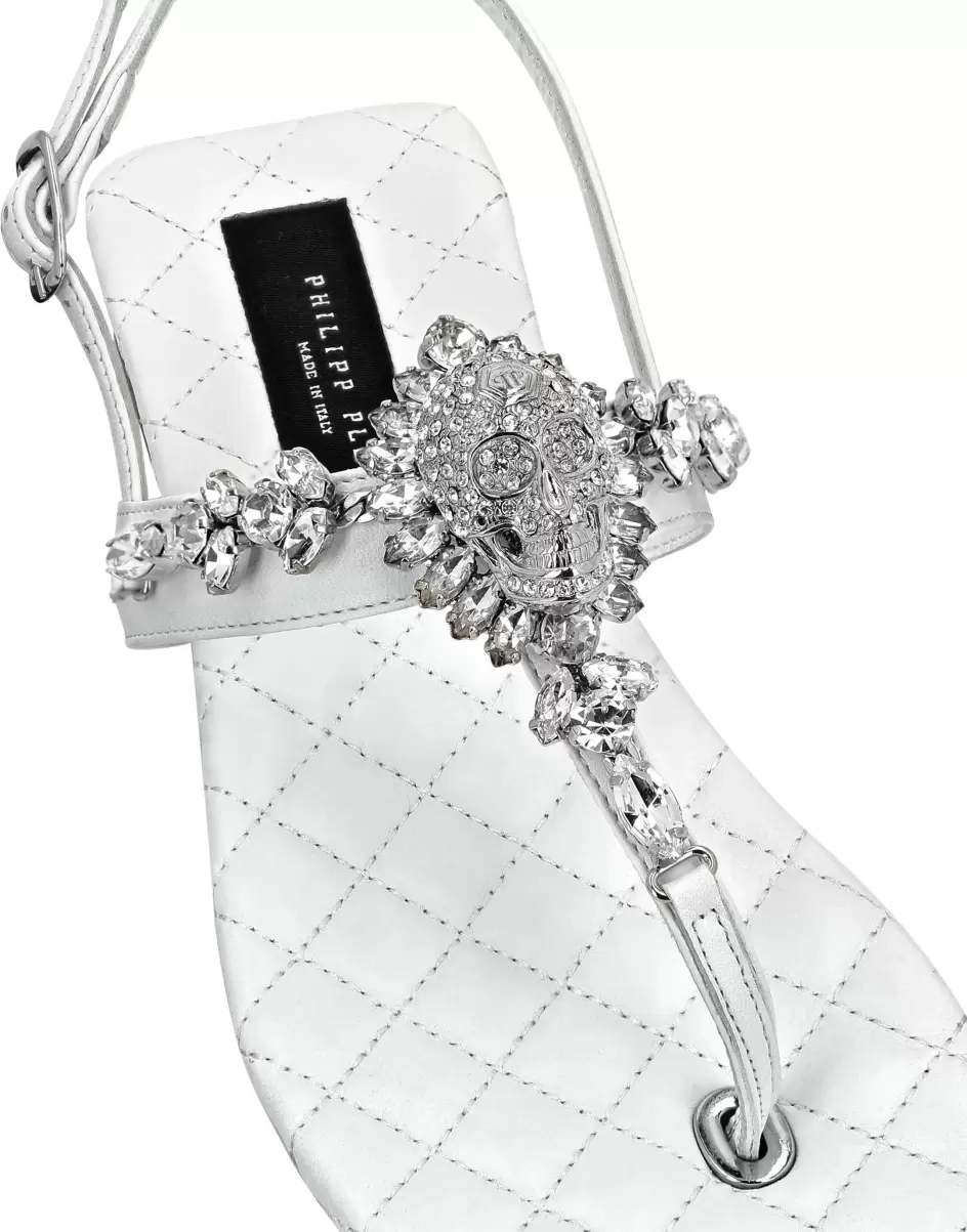 Kaufen Damen Philipp Plein Flat Sandals Women White Sandalen - 3