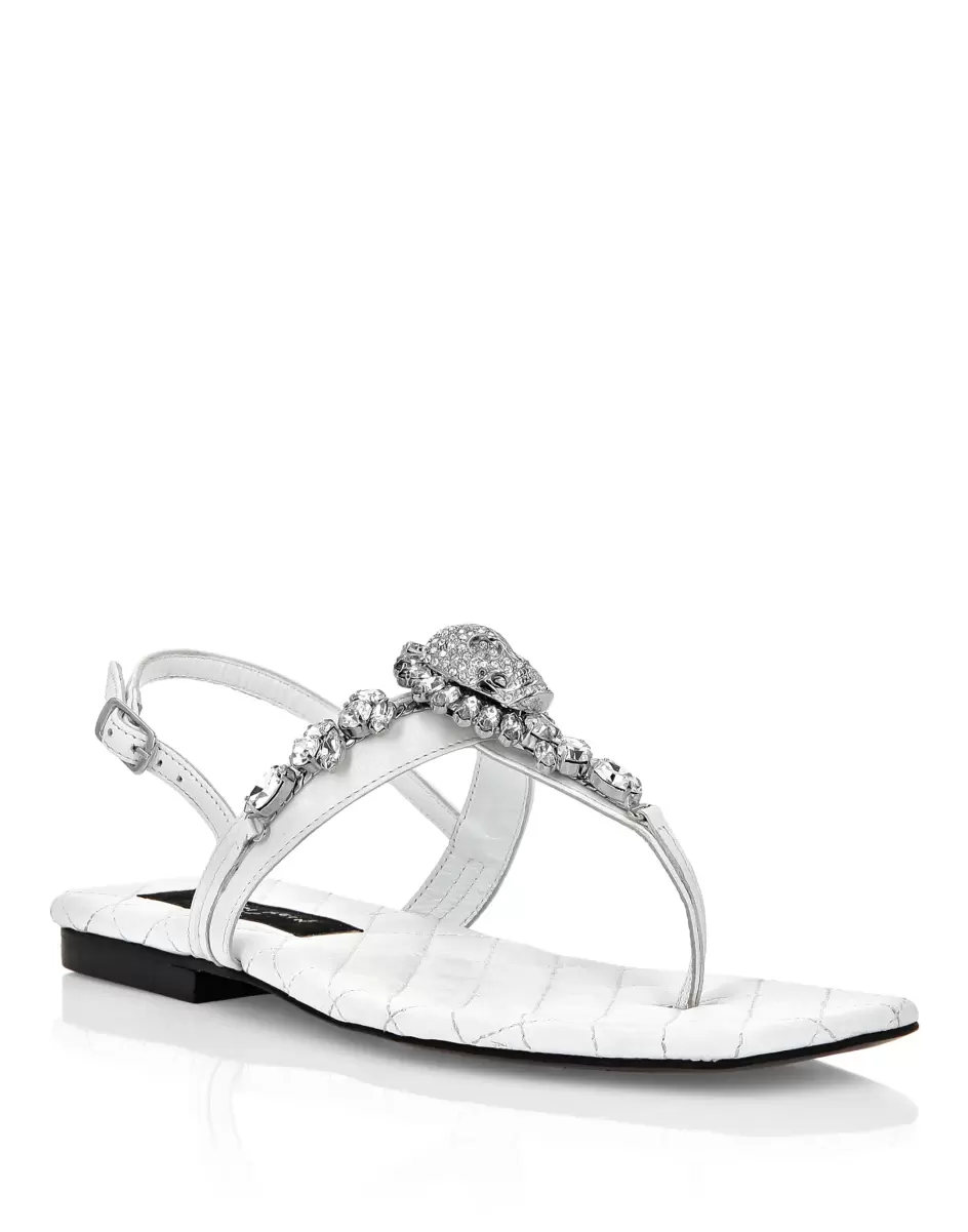 Kaufen Damen Philipp Plein Flat Sandals Women White Sandalen