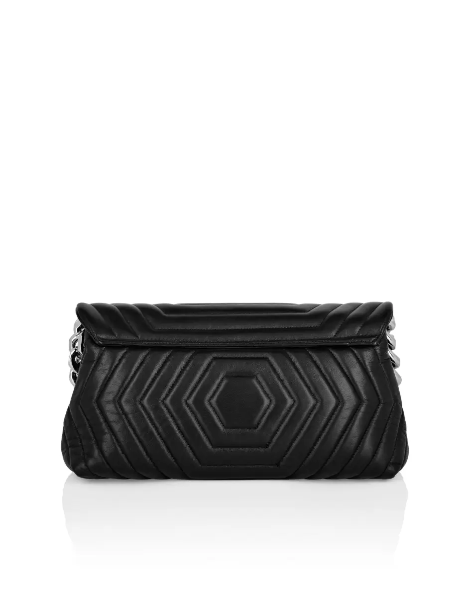 Schulter- Und Umhängetaschen Philipp Plein Damen Black Rabattabzug Small Nappa Matellase` Shoulder Bag Hexagon - 1