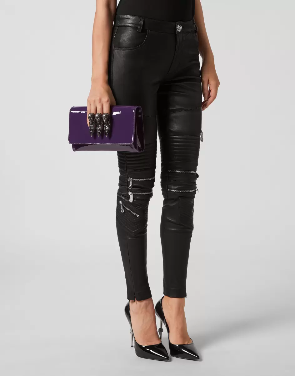 Patent Leather Shoulder Bag Schulter- Und Umhängetaschen Philipp Plein Damen Purple Werbung - 2