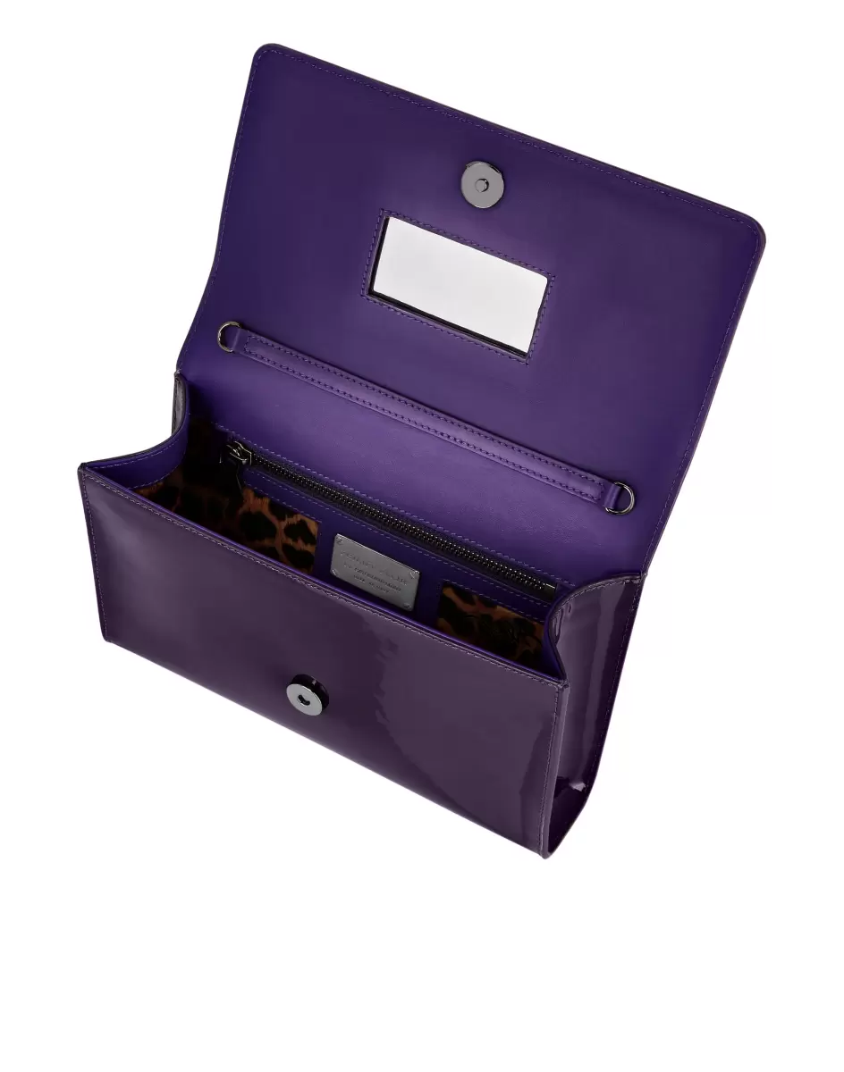 Patent Leather Shoulder Bag Schulter- Und Umhängetaschen Philipp Plein Damen Purple Werbung - 3