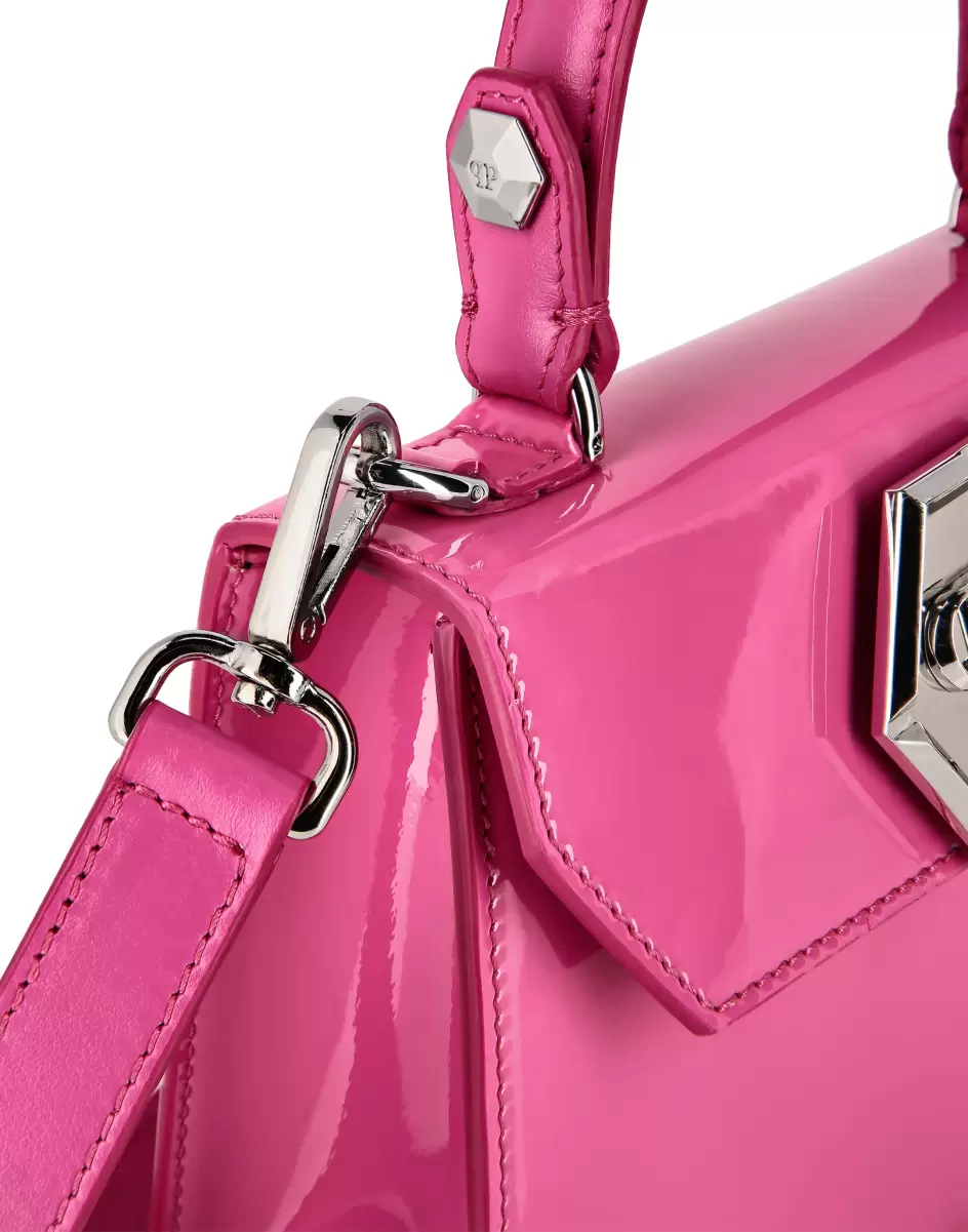 Small Handbag Superheroine Patent Leather Tragetaschen Philipp Plein Damen Pflegeleicht Fuxia - 4