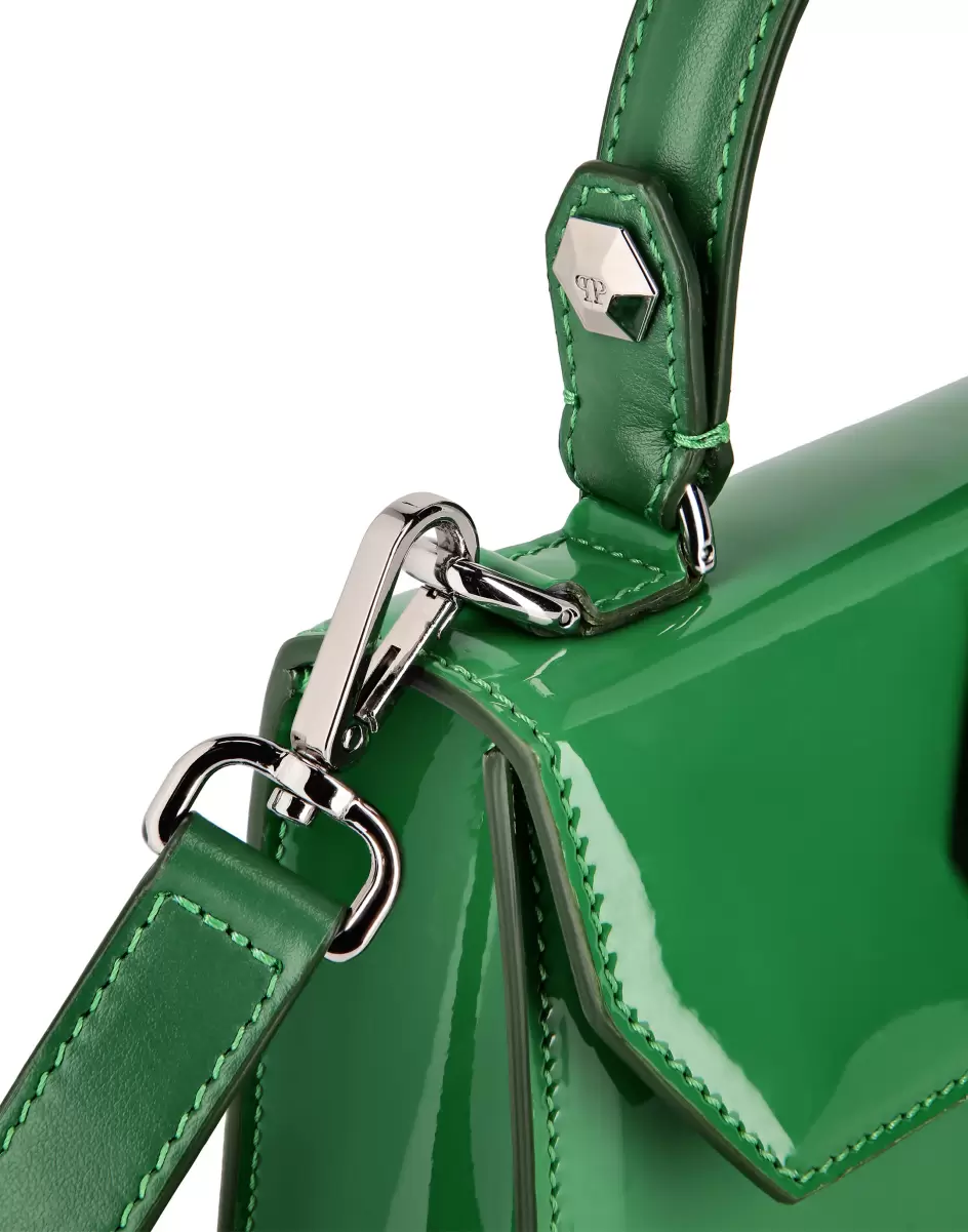 Damen Philipp Plein Green Mode Small Handbag Superheroine Patent Leather Tragetaschen - 4