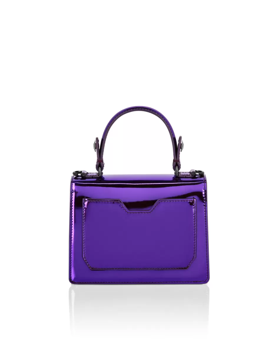 Damen Philipp Plein Kauf Medium Mirror Leather Superheroine Handle Bag Gothic Plein Purple Tragetaschen - 1