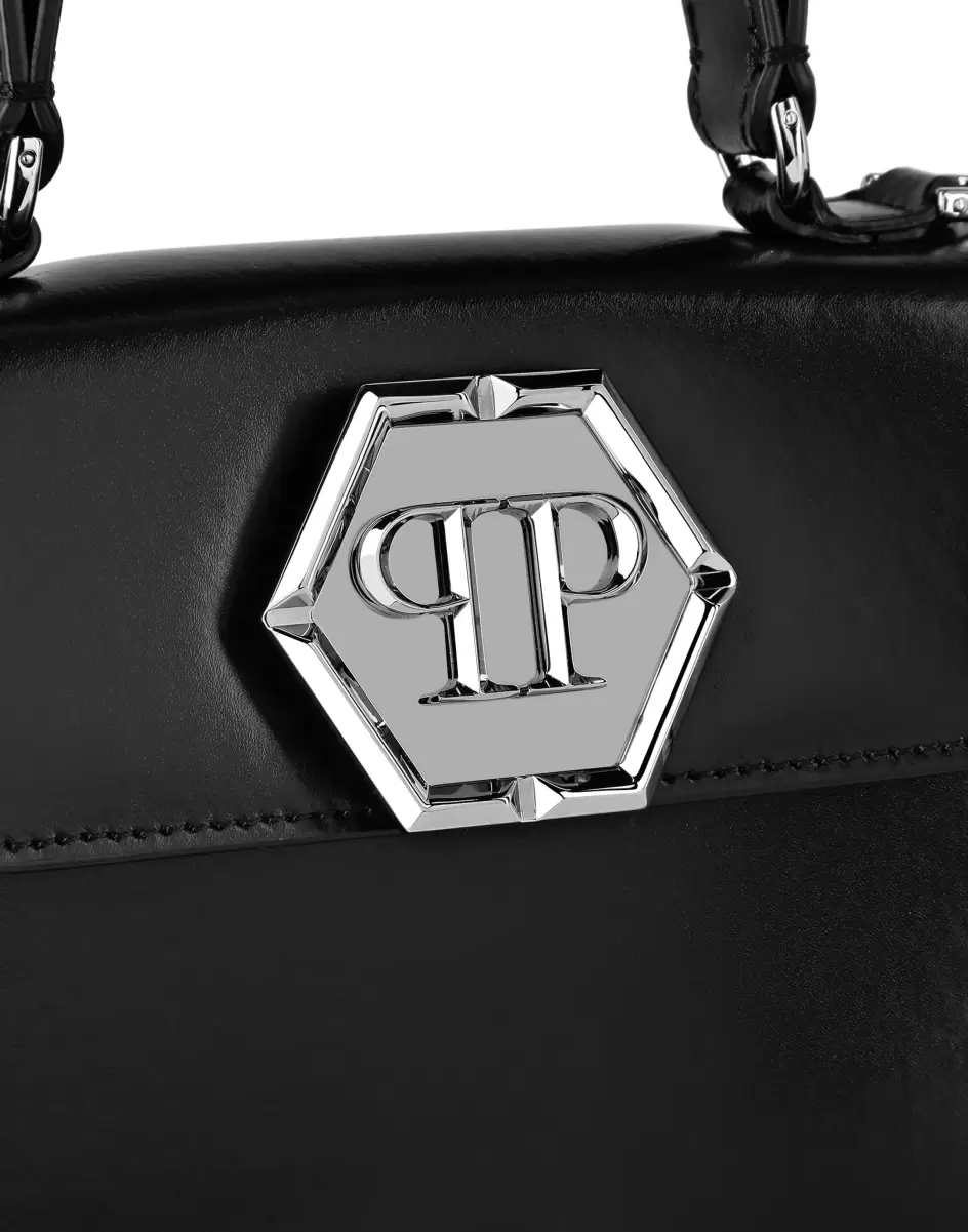 Philipp Plein Black Mini Taschen Geschäft Small Handbag Superheroine Leather Damen - 4