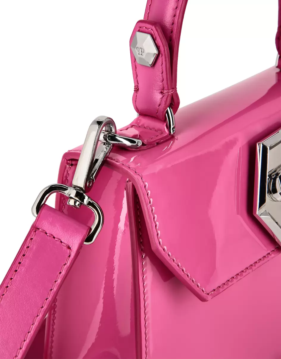 Handle Bag Fuxia Philipp Plein Small Handbag Superheroine Patent Leather Rabatt Damen - 4
