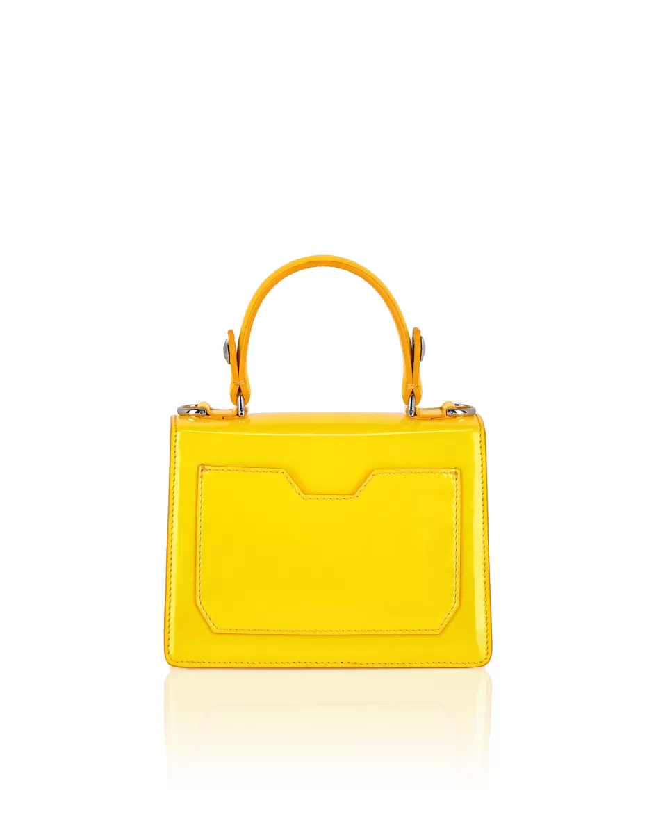 Small Handbag Superheroine Patent Leather Damen Handle Bag Verkauf Philipp Plein Yellow - 1