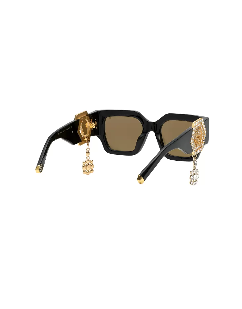 Sunglasses Square Exclusive Wartungsfreundlich Black / Gold Philipp Plein Damen Sonnenbrillen - 1
