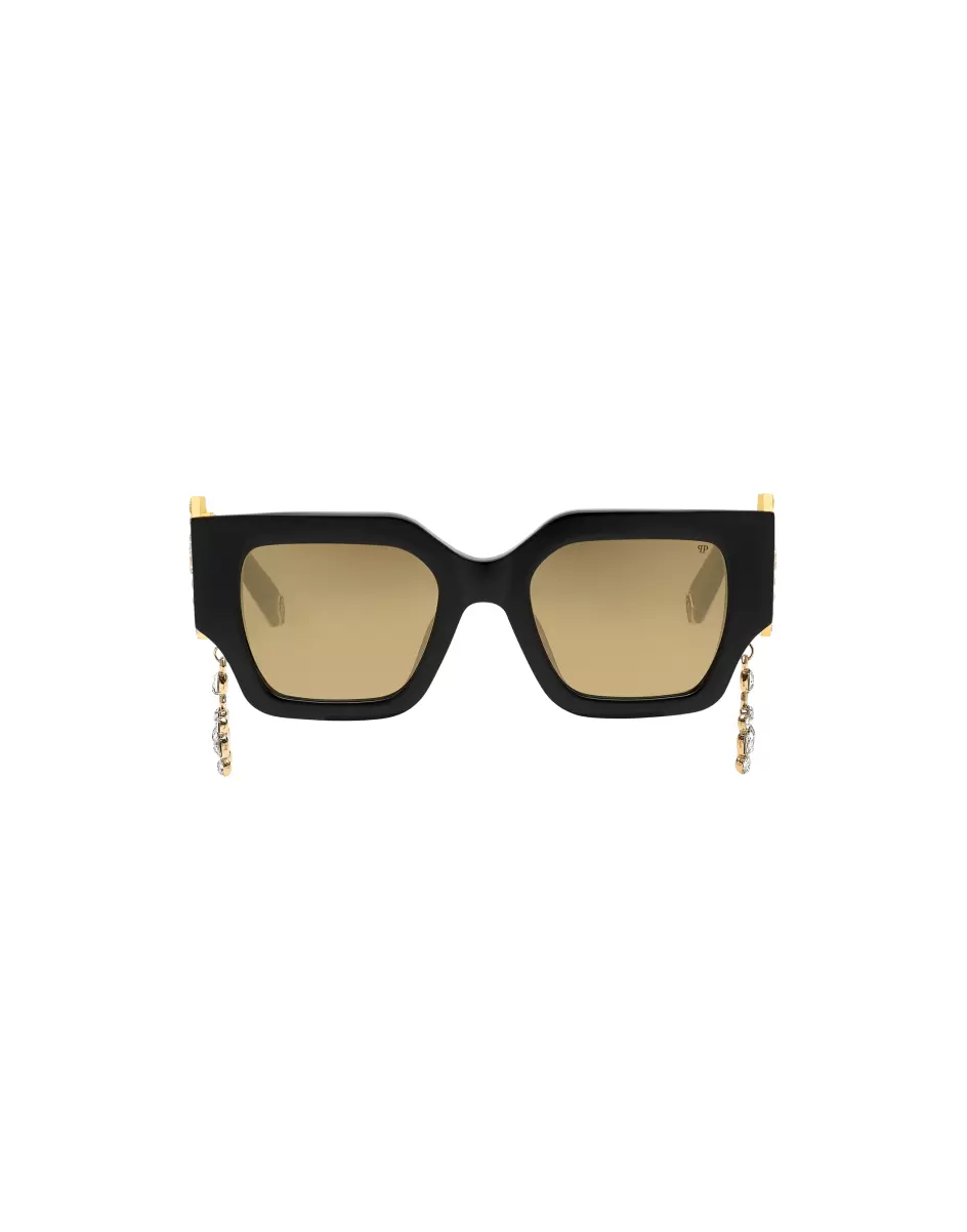 Sunglasses Square Exclusive Wartungsfreundlich Black / Gold Philipp Plein Damen Sonnenbrillen