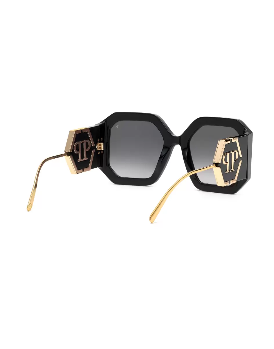 Sonnenbrillen Robustheit Damen Sunglasses Square Oversize Plein Diva Philipp Plein Black / Gold - 1