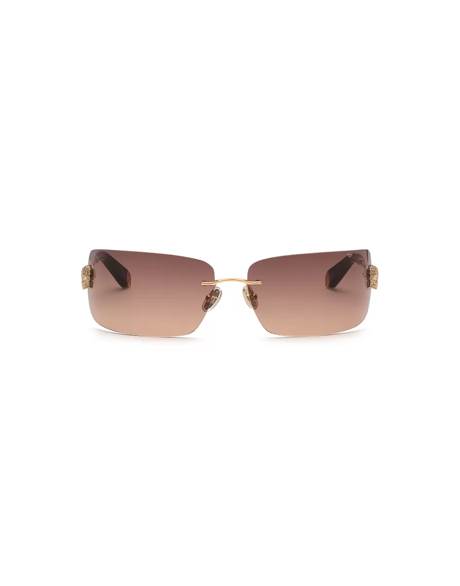 Sonnenbrillen Pink/Gold Popularität Damen Sunglasses Plein Irresistible  Skull Philipp Plein