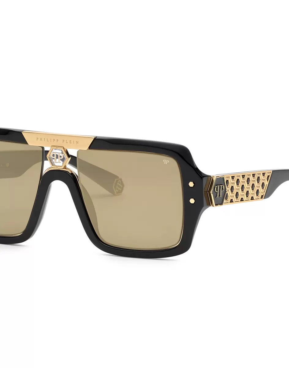 Befehl Sonnenbrillen Sunglasses Square Damen Philipp Plein Black / Gold - 4