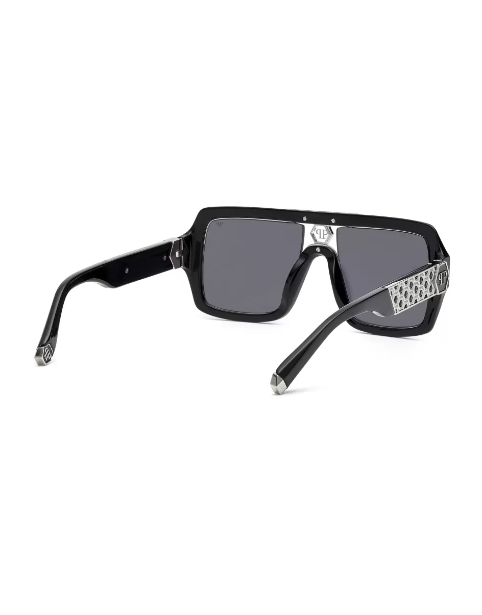 Sunglasses Square Damen Sonnenbrillen Eleganz Black/Silver Philipp Plein - 1