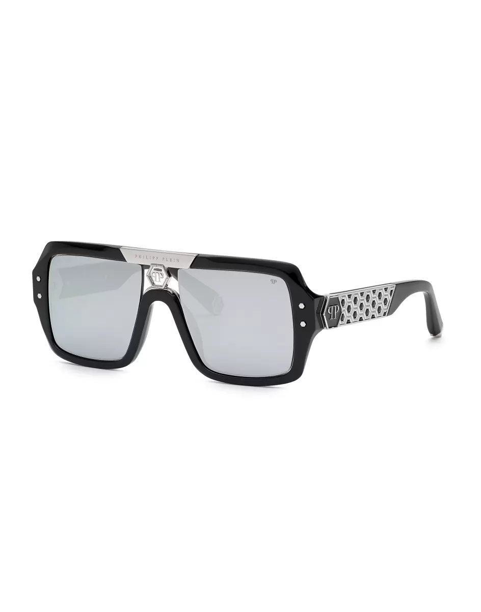 Sunglasses Square Damen Sonnenbrillen Eleganz Black/Silver Philipp Plein - 2