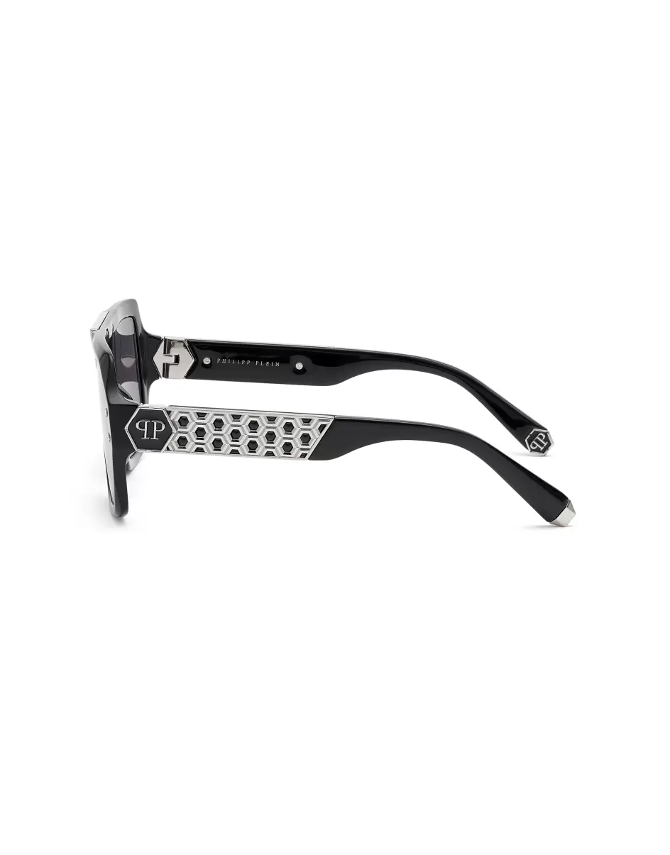 Sunglasses Square Damen Sonnenbrillen Eleganz Black/Silver Philipp Plein - 3