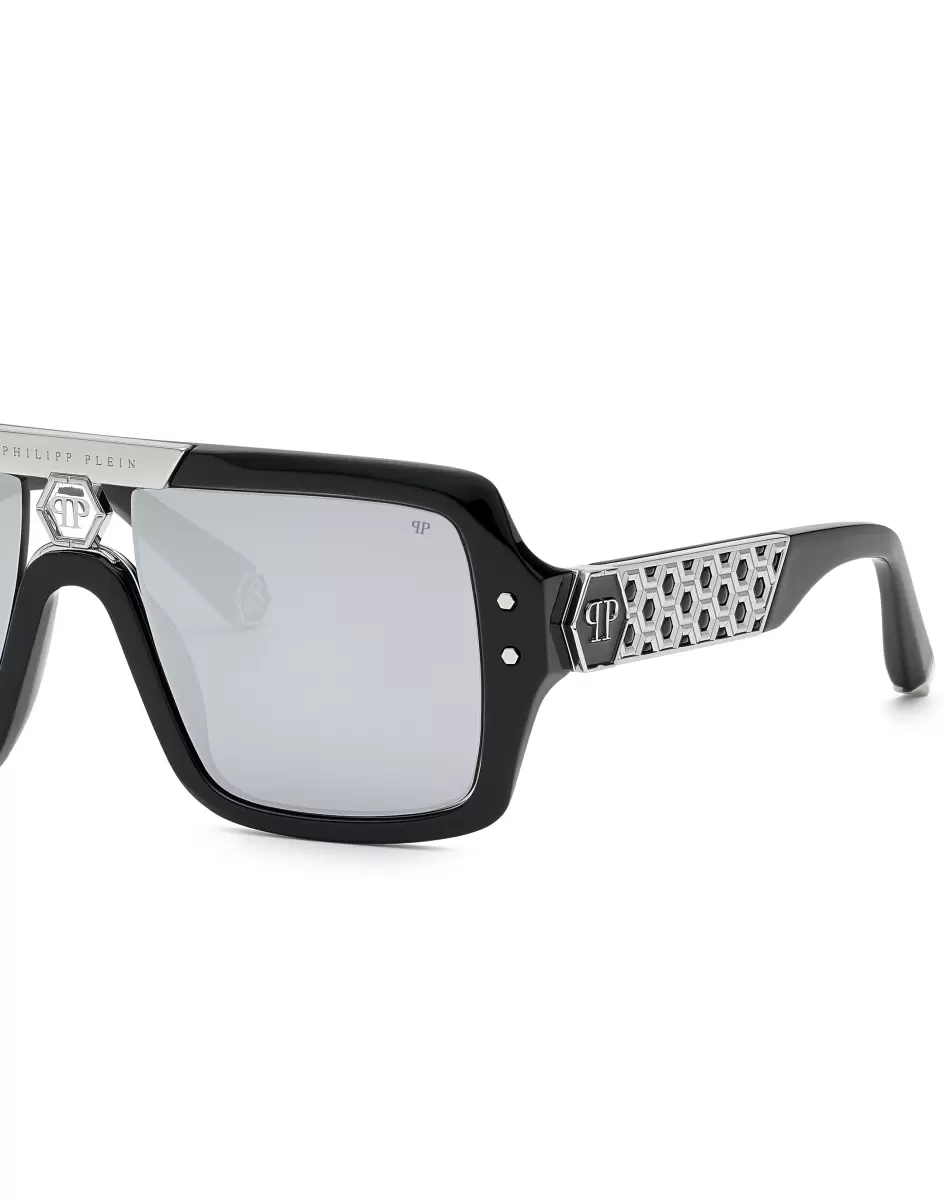 Sunglasses Square Damen Sonnenbrillen Eleganz Black/Silver Philipp Plein - 4