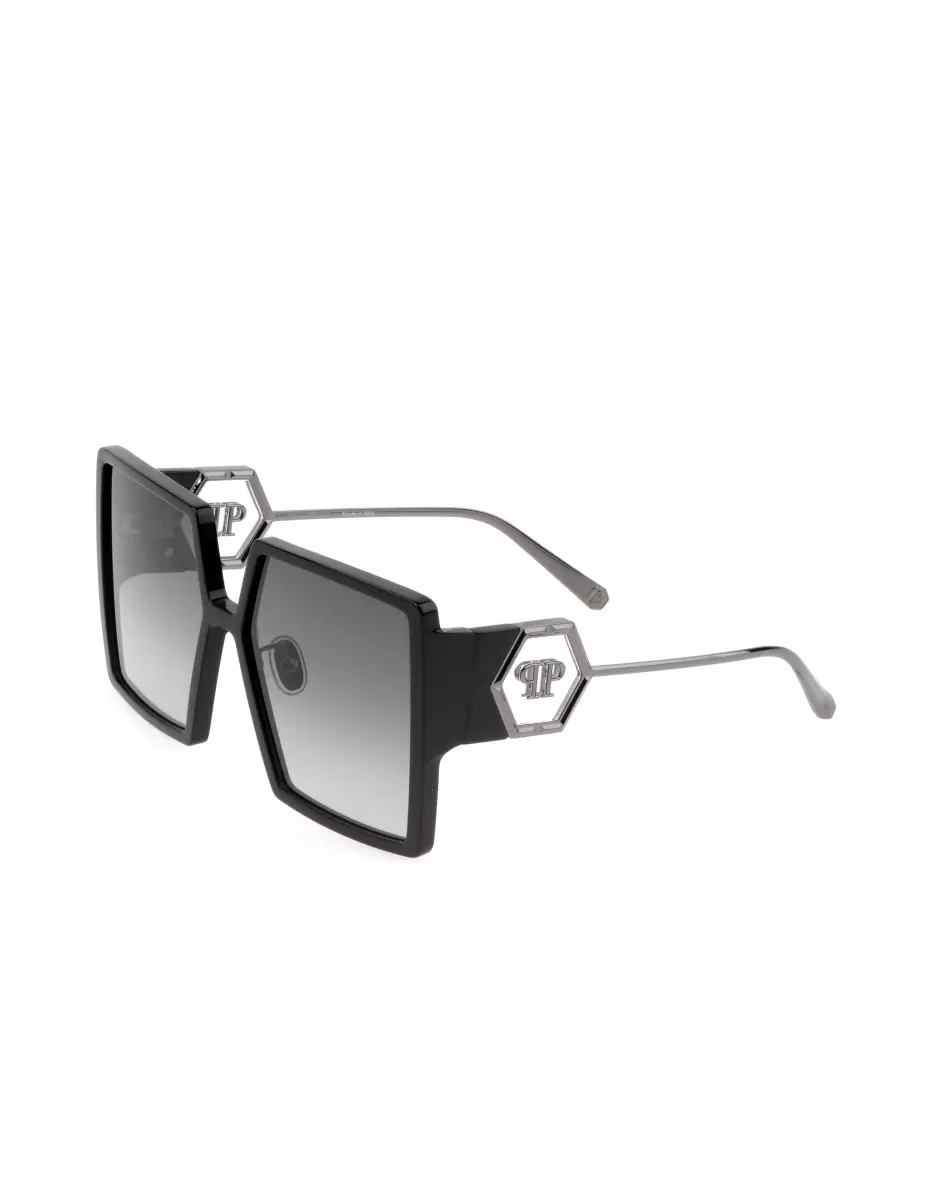 Sonnenbrillen Black Damen Philipp Plein Qualität Sunglasses Plein Diva  Hexagon - 3