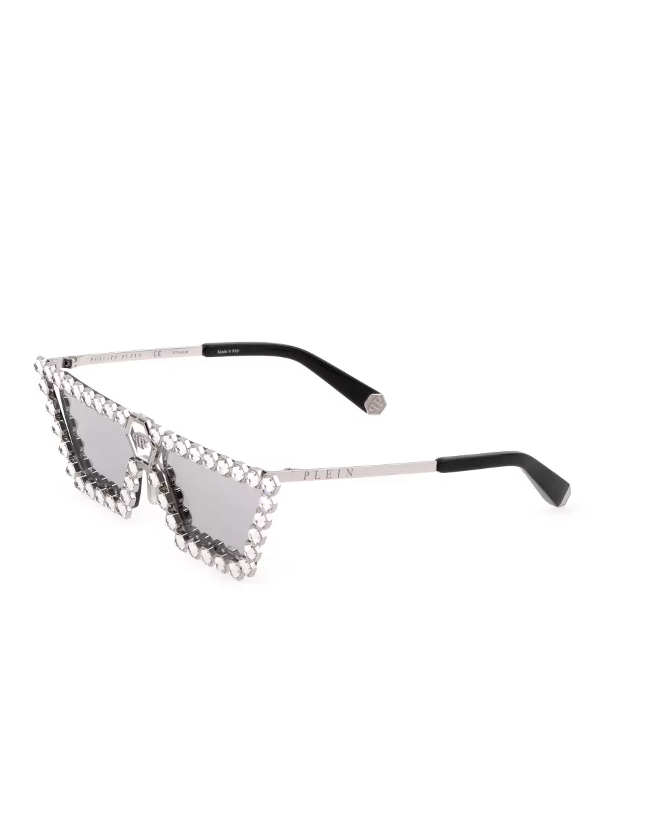 Silver Sunglasses Plein Crystal Lush With Crystals Philipp Plein Sonnenbrillen Damen Verkaufen - 3